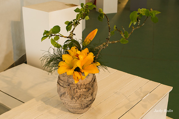 Composition floral de monique Paulat, Ikebana art floral japonais